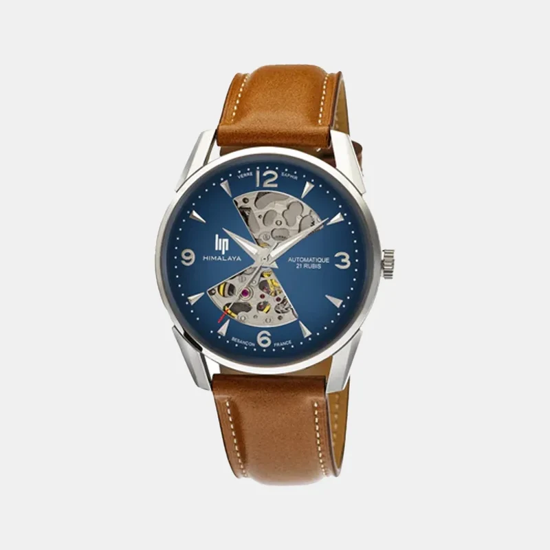 Montre LIP Homme Himalaya Sablier Automatique en Cuir Marron 671575