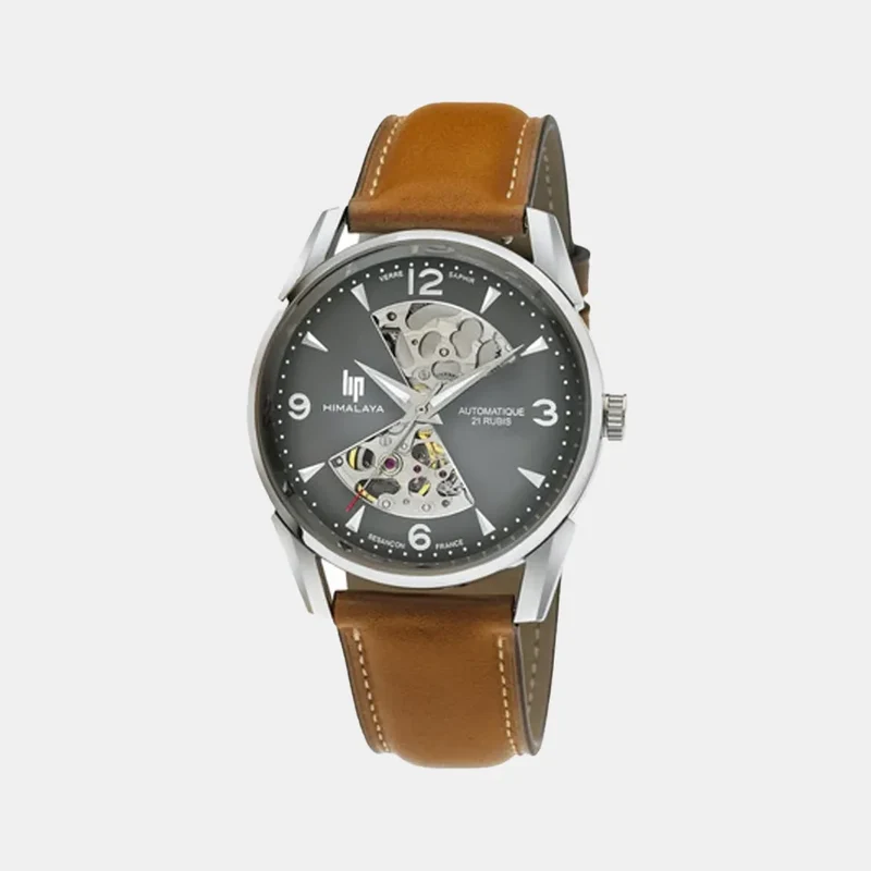 Montre LIP Homme Himalaya Sablier Automatique en Cuir Marron 671572