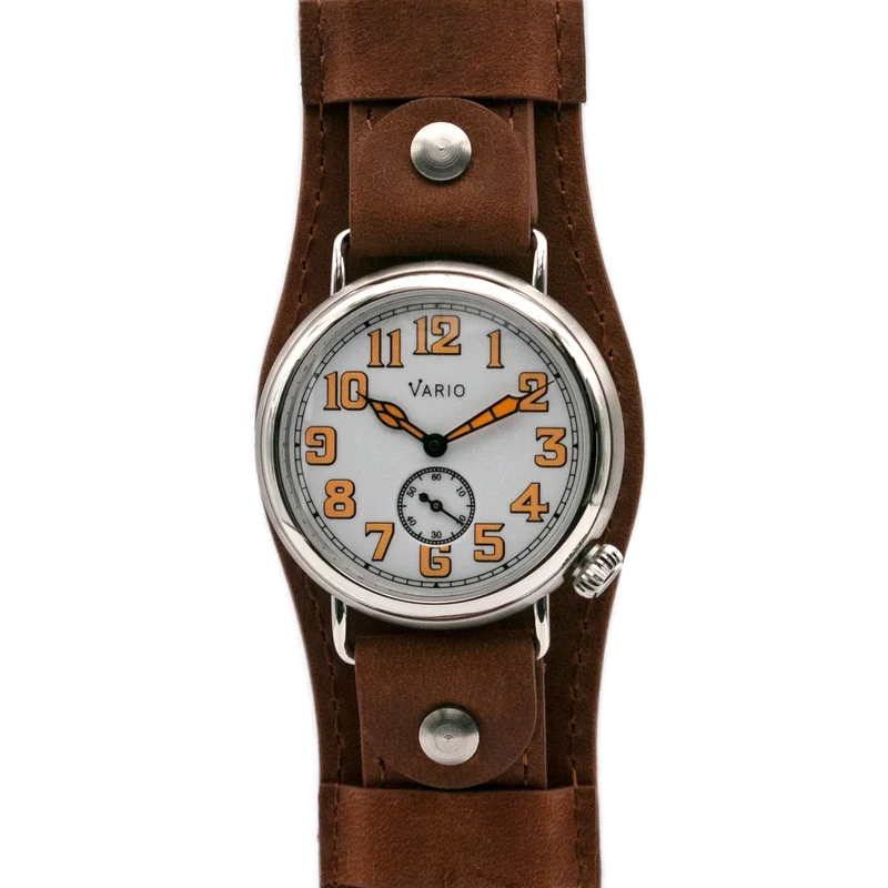 Vario 1918 Trench à cadran blanc et orange luminescent