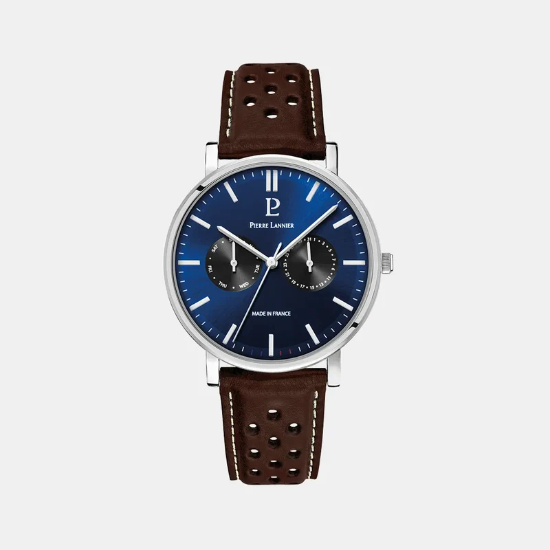 Montre PIERRE LANNIER Homme Essential en Cuir Marron 206J164