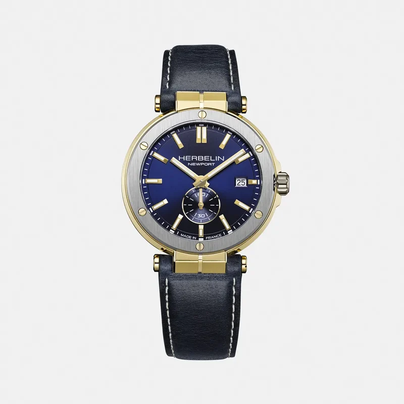 Montre HERBELIN Homme Newport Elegance en Cuir Bleu 18389T1N35
