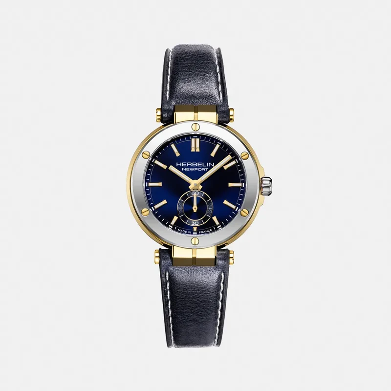 Montre HERBELIN Femme Newport Elegance en Cuir Bleu 18289T1N35