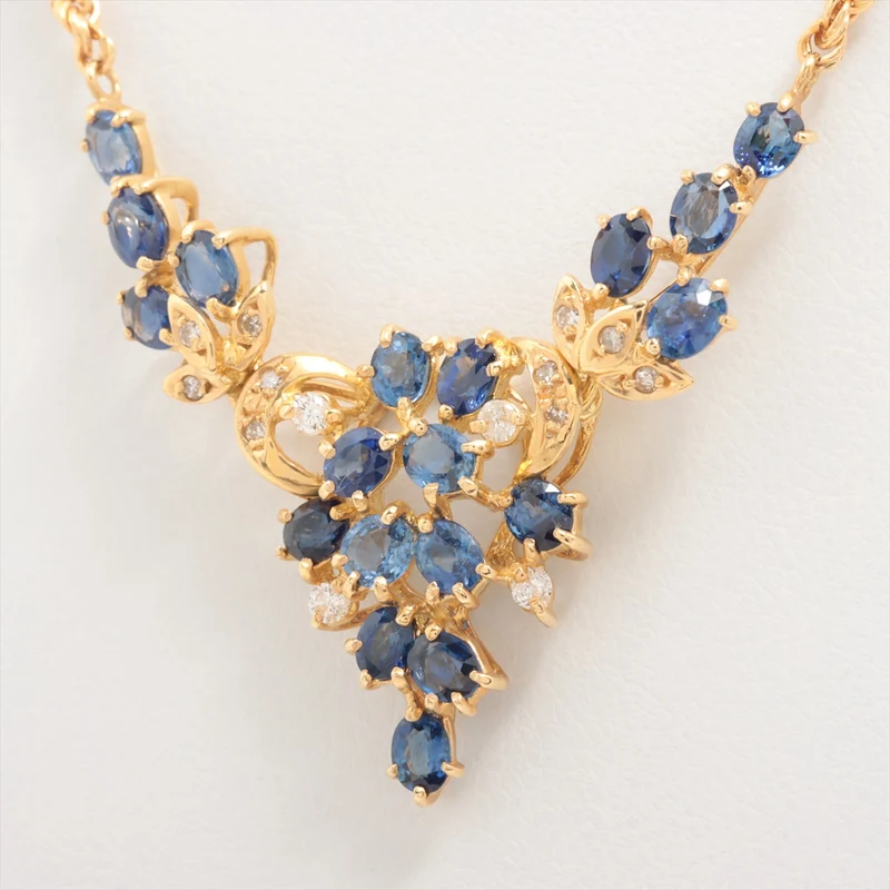 Collier Saphir Bleu 3.66 ct Diamants 0.17 ct Or Jaune 18kt 6.9g