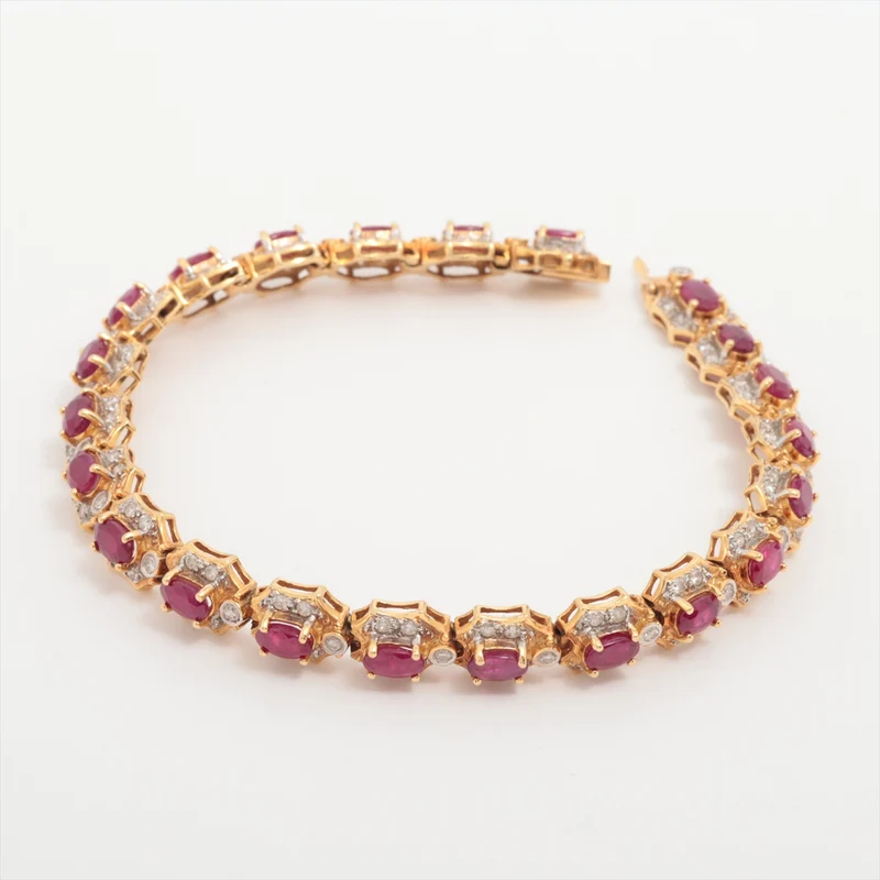 Bracelet Rubis 6.97 ct Diamants 1.23 ct Or Jaune 18kt 17.7g
