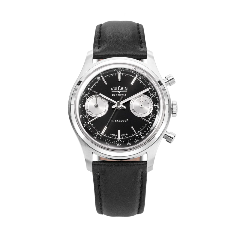 Vulcain Chronographe manuel des années 70 - Noir et argent