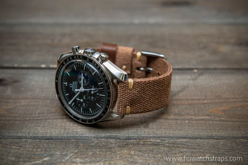 Vintage washed canvas watch strap, handmade to order, full customisation options.