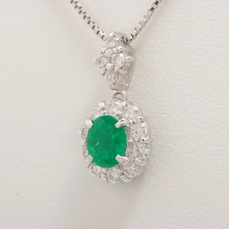 Collier Emeraude 0.43 ct Diamants 0.31 ct Pt900 & Pt850 4.1g
