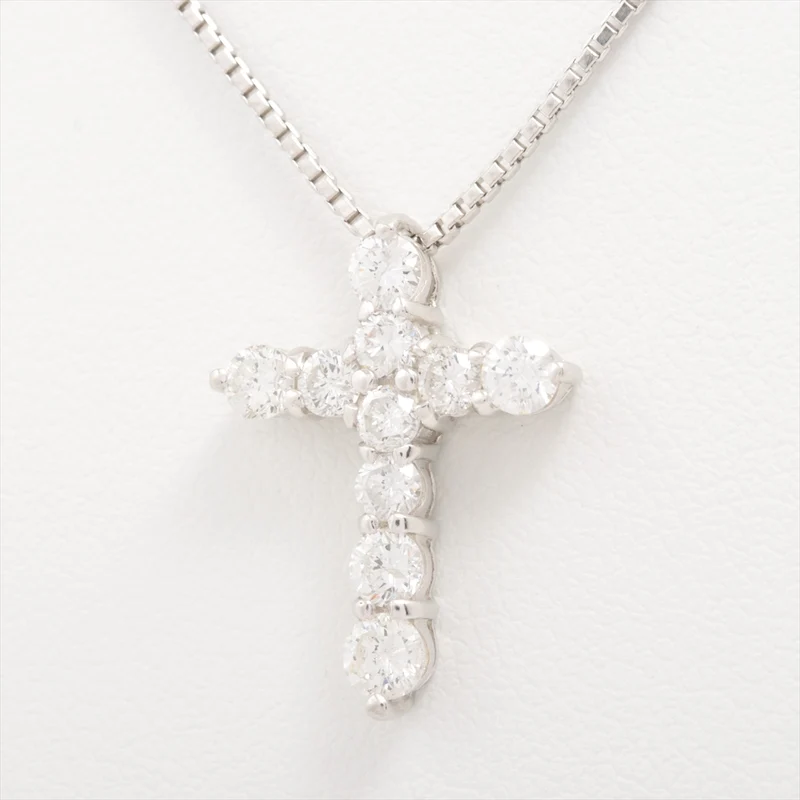 Collier Croix Diamants 1.00 ct Pt900×Pt850 6.0g