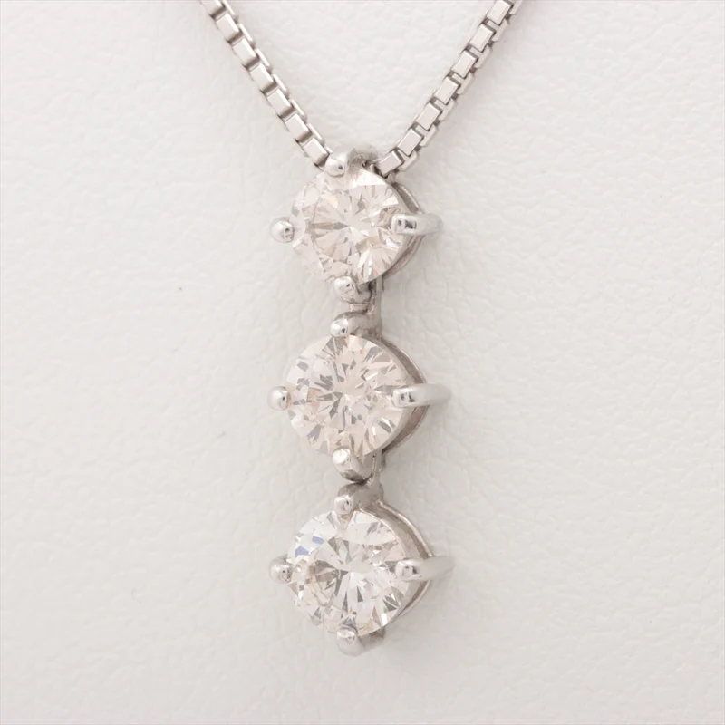 Collier Diamants 1.00 ct Pt900 & Or Blanc 14kt 4.7g
