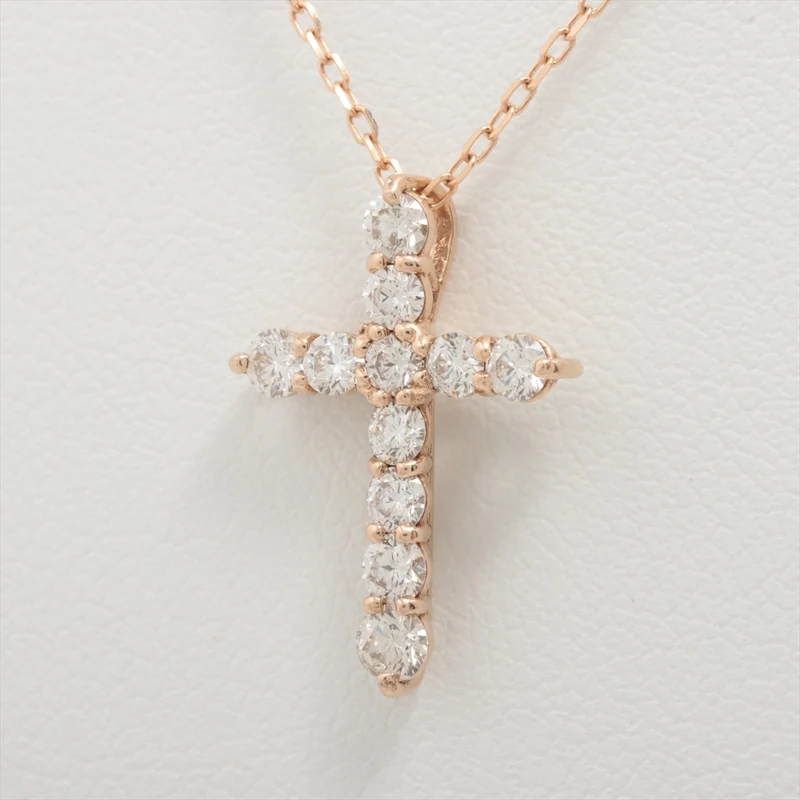 Collier Croix Diamants 0.50 ct Or Rose 18ct 2.1g