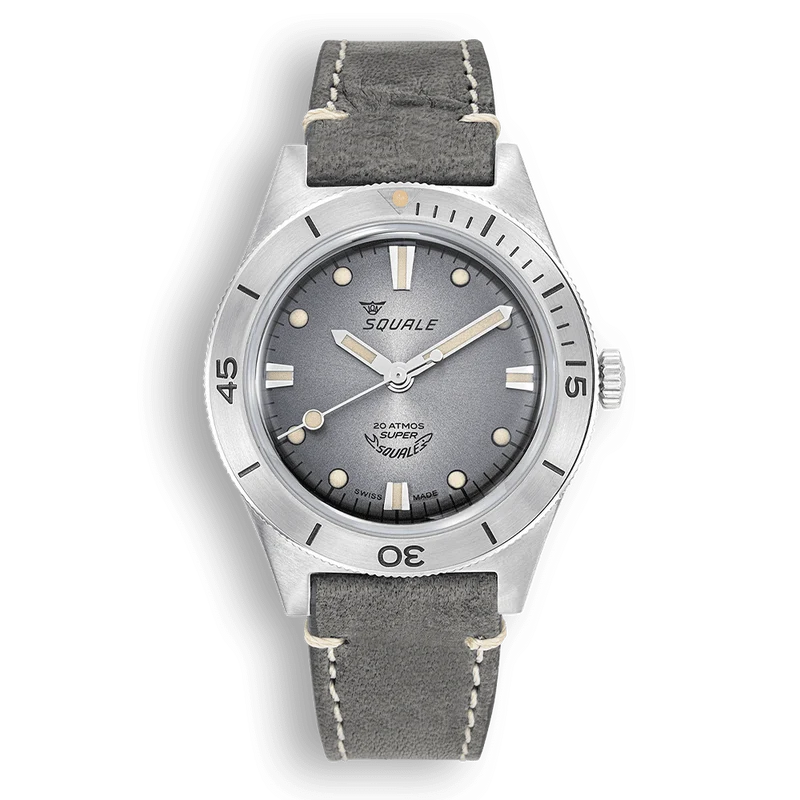 Montre automatique Squale Super-Squale Sunray en cuir gris acier SUPERSSG.PG