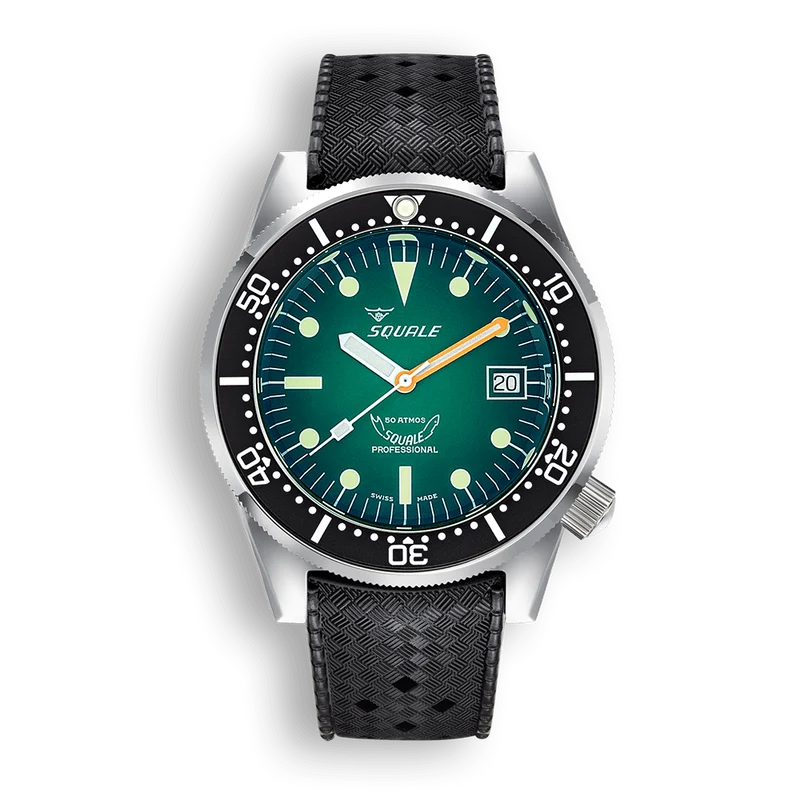 Montre automatique Squale 1521 Green Ray Rubber en acier (1521PROFGR.HT)