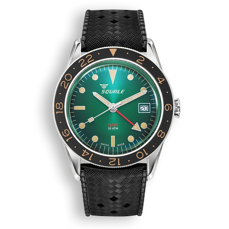Montre automatique vintage verte Squale Sub-39 GMT en acier SUB-39GMGR.BR22