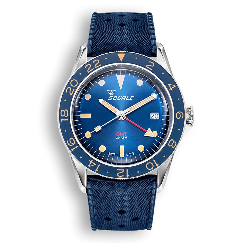 Montre automatique vintage Squale Sub-39 GMT en acier bleu SUB-39GMTB.BR22