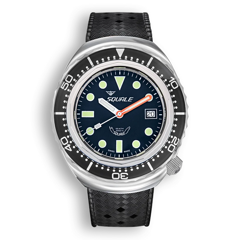 Montre automatique Squale 2002 en acier noir à pois ronds 2002.SS.BK.BK.HT