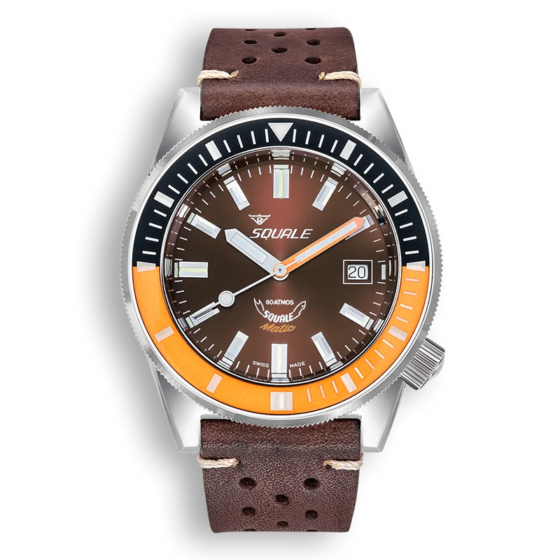 Montre automatique Squale Matic en cuir chocolat et acier MATICXSD.PTS