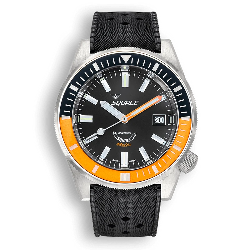 Montre automatique Squale Matic en acier et caoutchouc orange satiné MATICXSC.NT