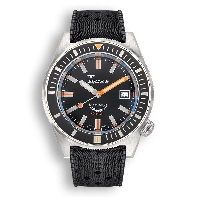 Montre automatique Squale Matic en acier et caoutchouc noir satiné MATICXSG.HT