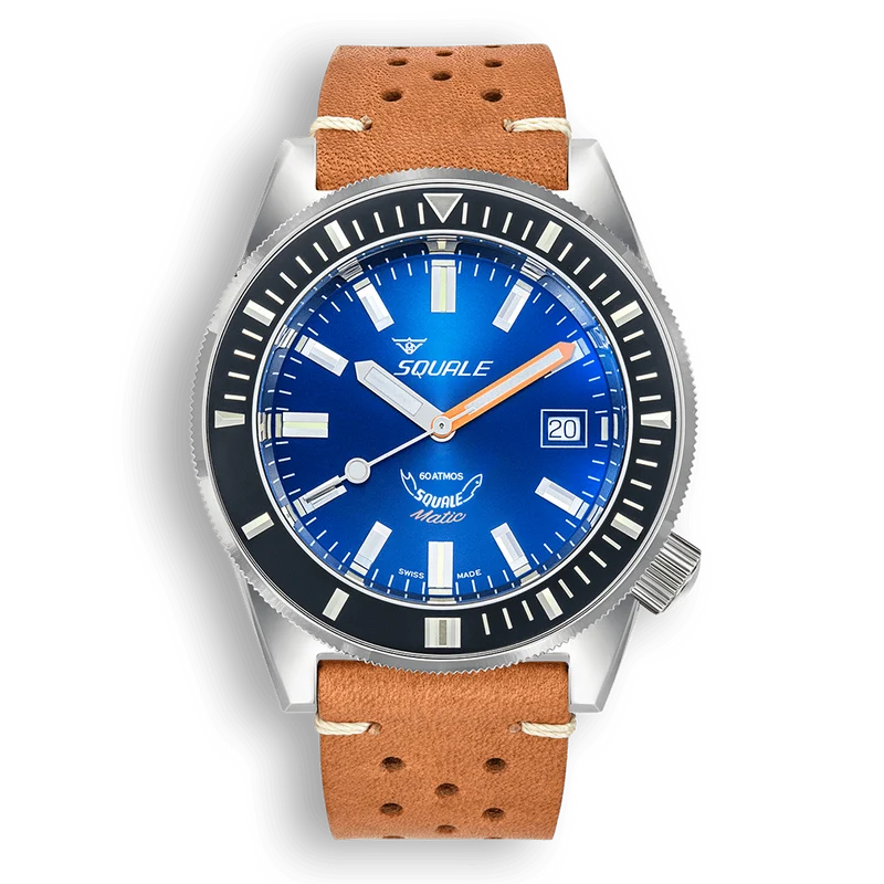 Montre automatique Squale Matic en acier et cuir bleu foncé MATICXSB.PTC