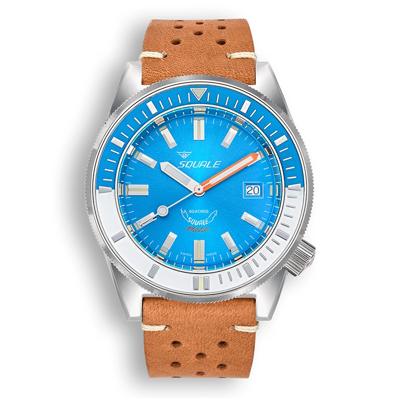 Montre automatique Squale Matic en acier et cuir bleu clair MATICXSE.PTC