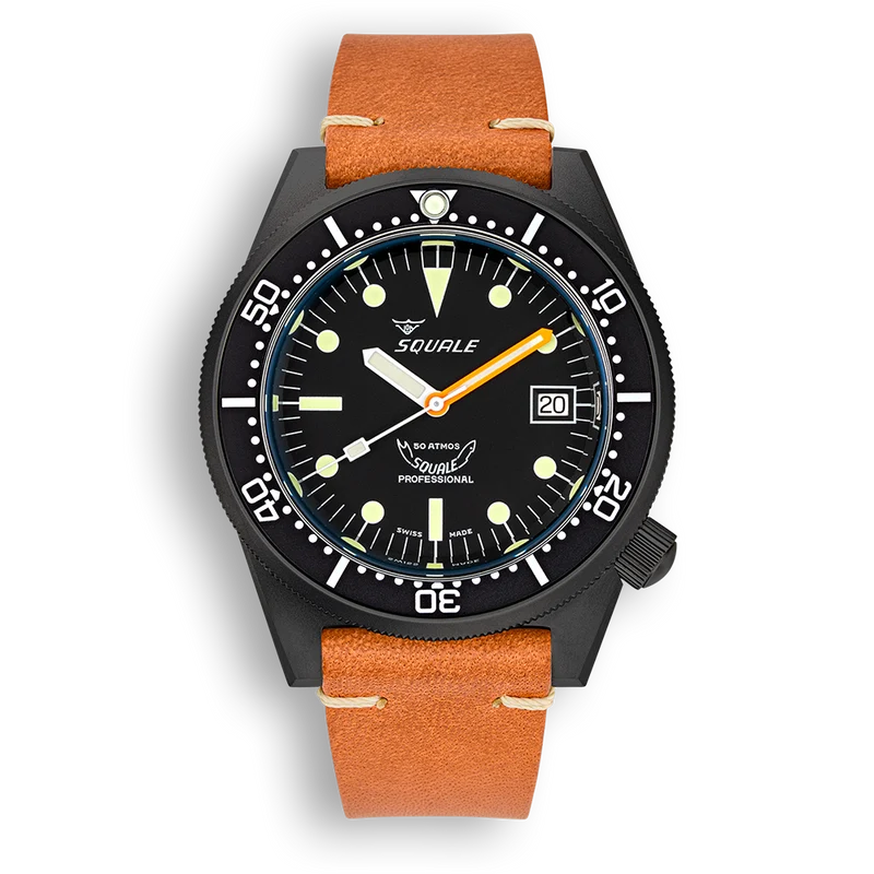 Montre automatique Squale 1521 PVD en acier et cuir (1521PVD.PC)