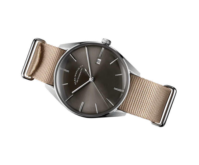 ELKA D03-0901 Automatique Cadran Gris et Nato Beige