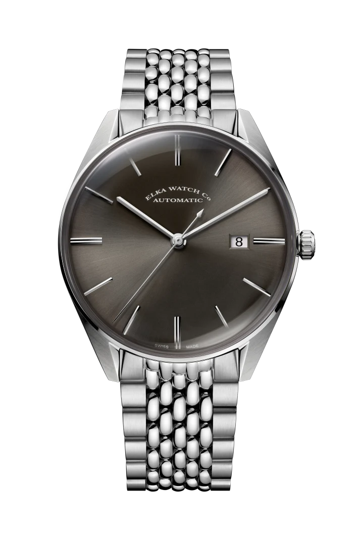 ELKA D03-1003 Automatique Cadran Gris et Bracelet Grain de Riz