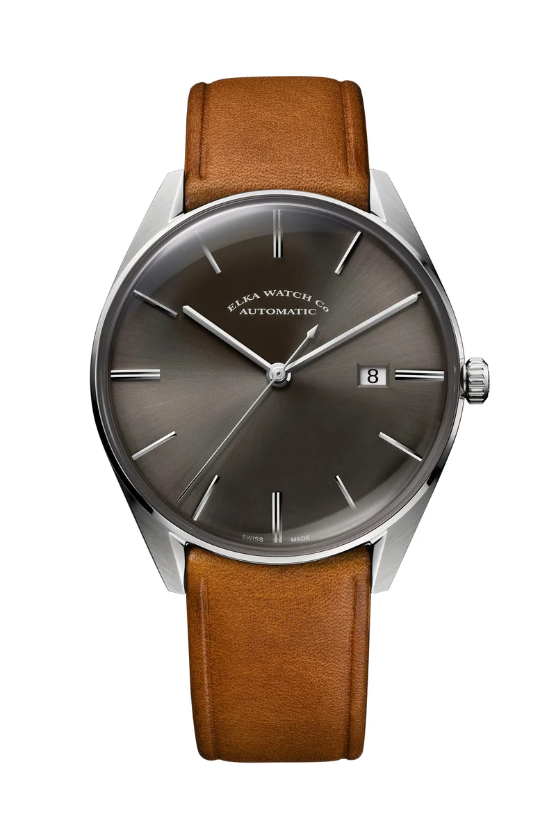 ELKA D03-0806 Automatique Cadran Gris et Cuir Cognac