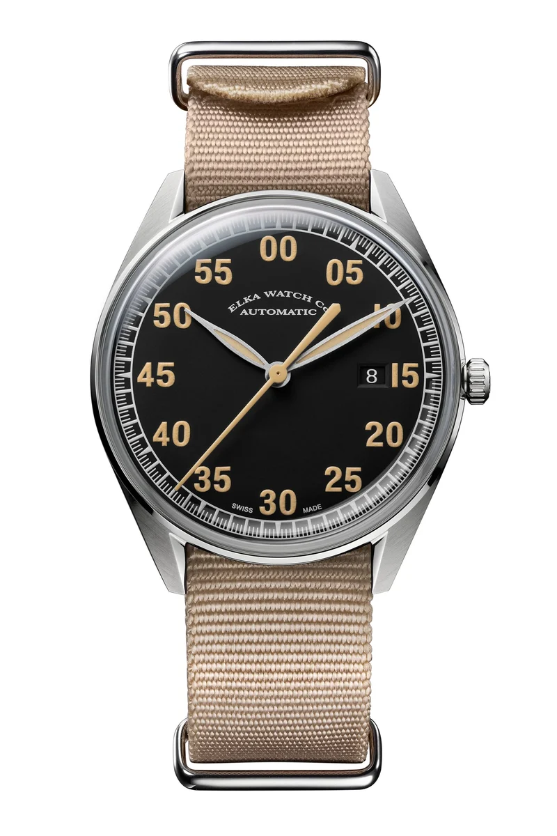ELKA X01-0901 Automatique Cadran Noir et Beige Nato