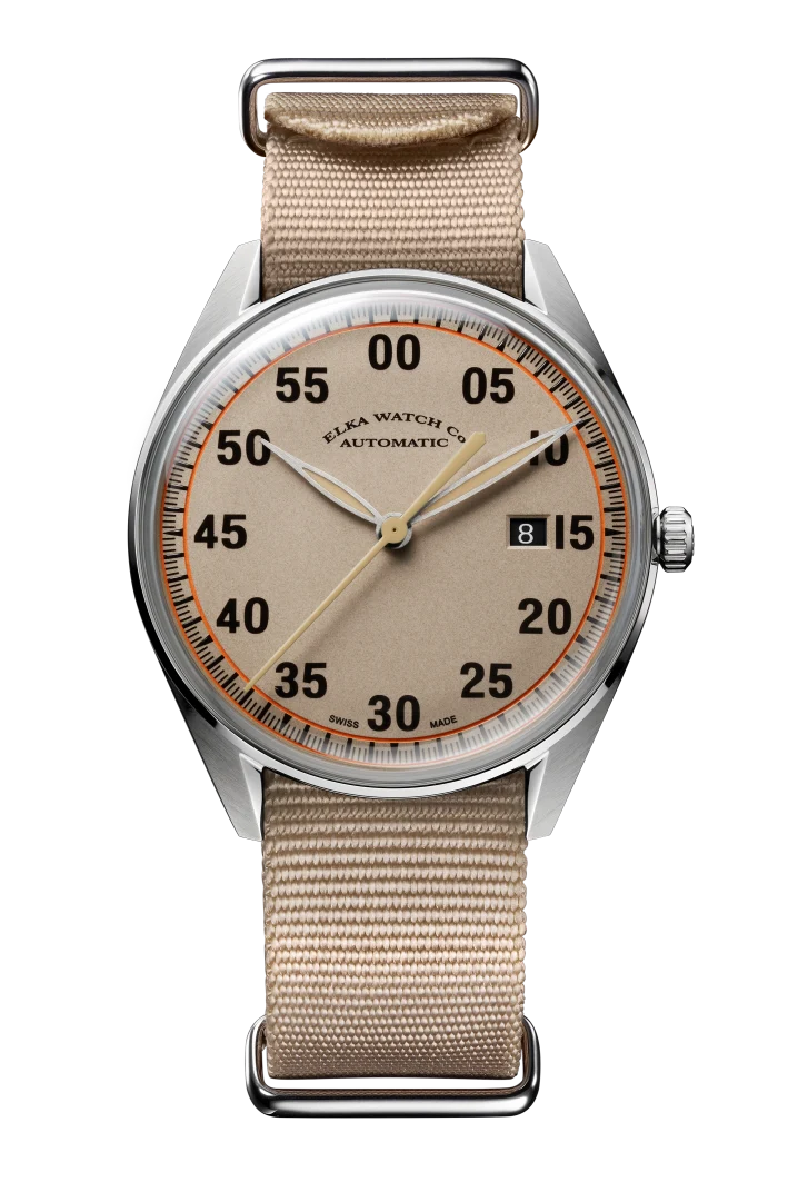 ELKA X02B-0901 Automatique Cadran Beige et Nato Beige
