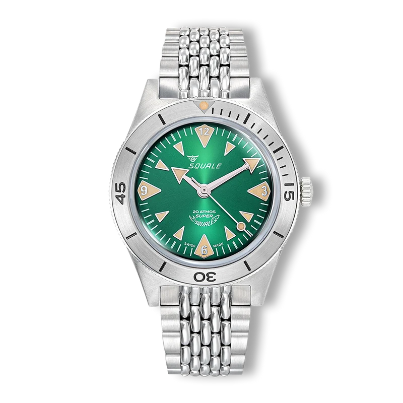 Montre automatique Squale Super Squale Big Arrows, bracelet vert, acier, SUPERSSAGR.AC