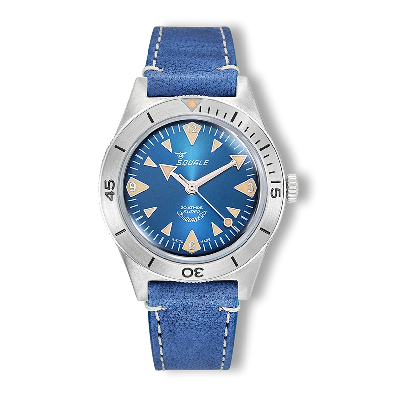 Montre automatique Squale Super Squale Big Arrows en cuir bleu, acier, SUPERSSABL.PBL