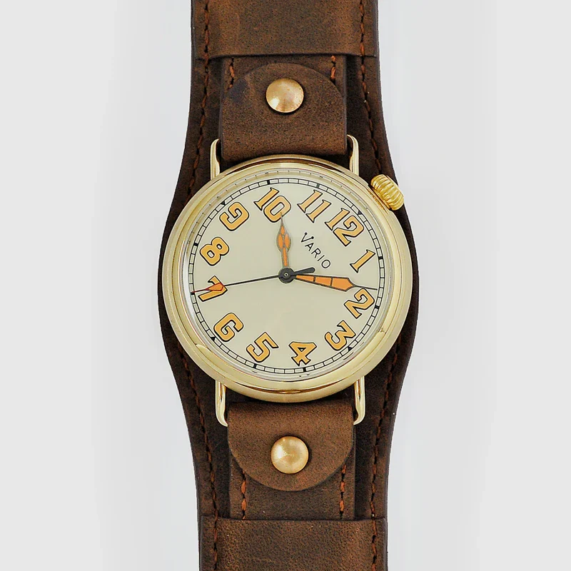 Vario 1918 Pilot Brass Cream Dial with Orange