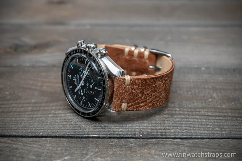 Lapland Nordic reindeer leather watch band, hand-stitched. Handmade in Finland. 15-26 mm.