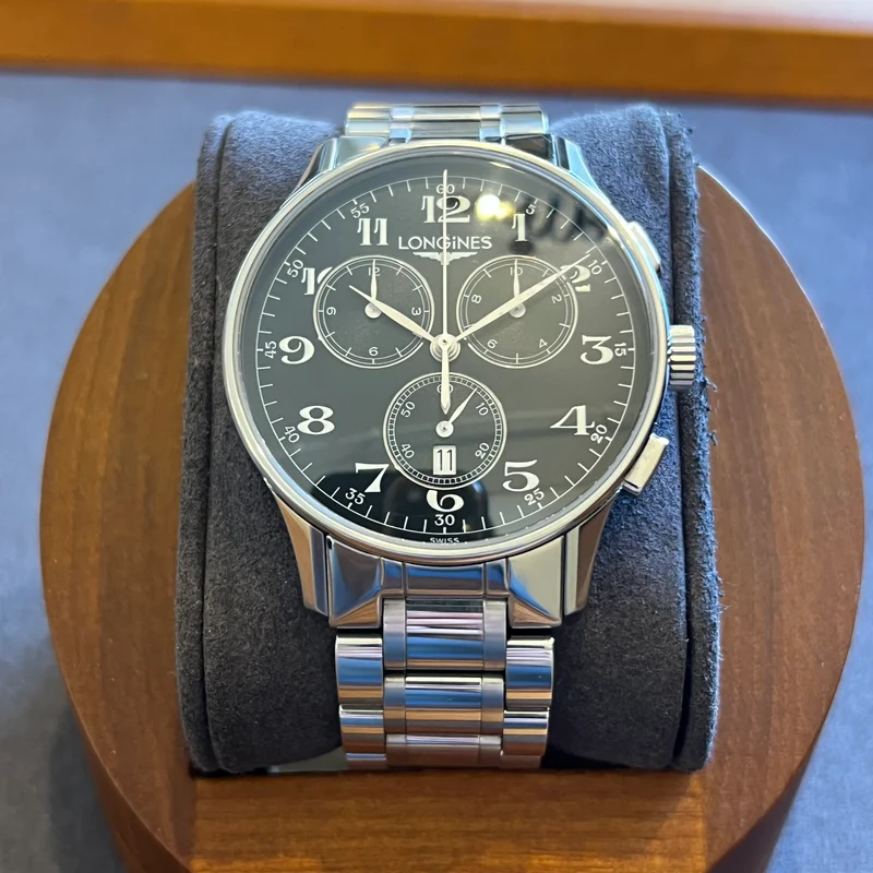 Montre chronographe à quartz Longines Heritage, coffret complet L2.649.4.58.7