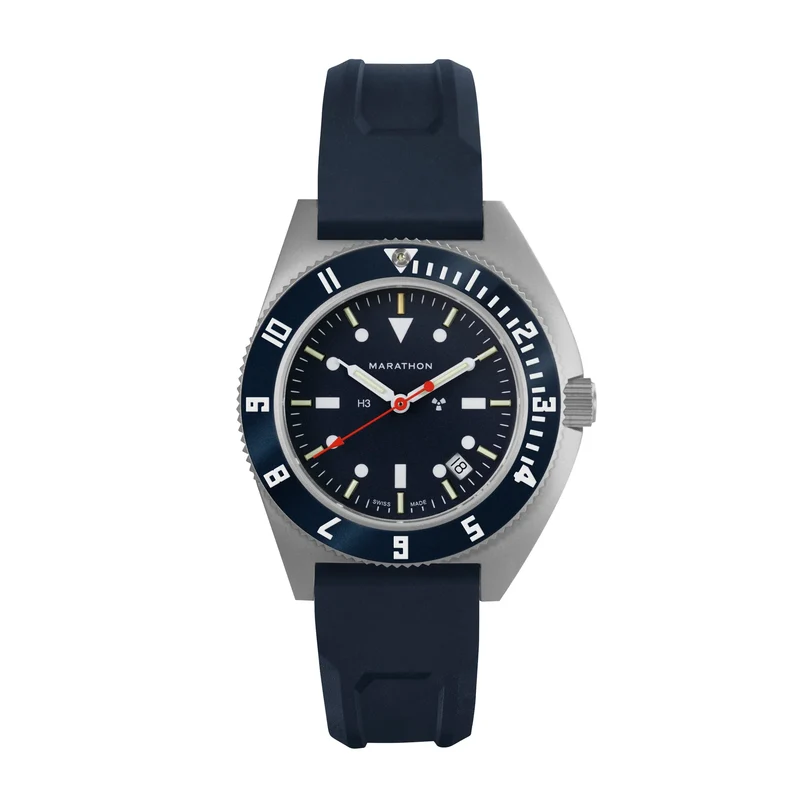 Montre Marathon 41 mm en acier bleu avec date (SSNAV-D) et bracelet en caoutchouc bleu (3 pièces)