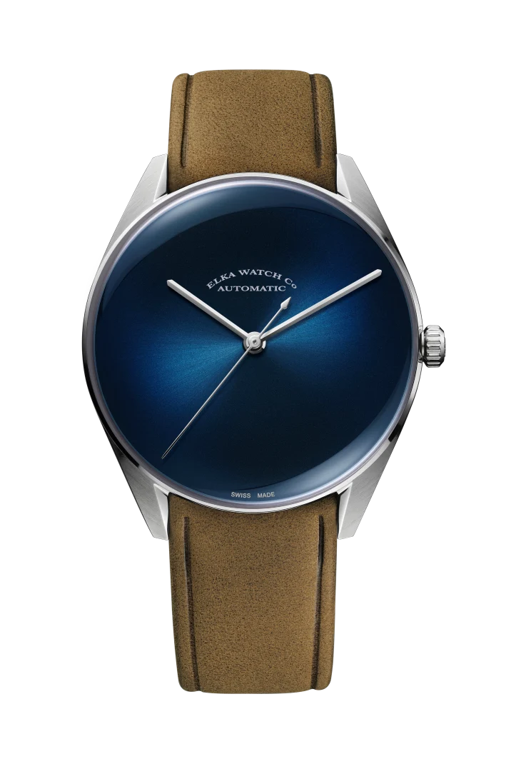 ELKA D09-0804 Automatique Cadran Bleu et Daim Cognac