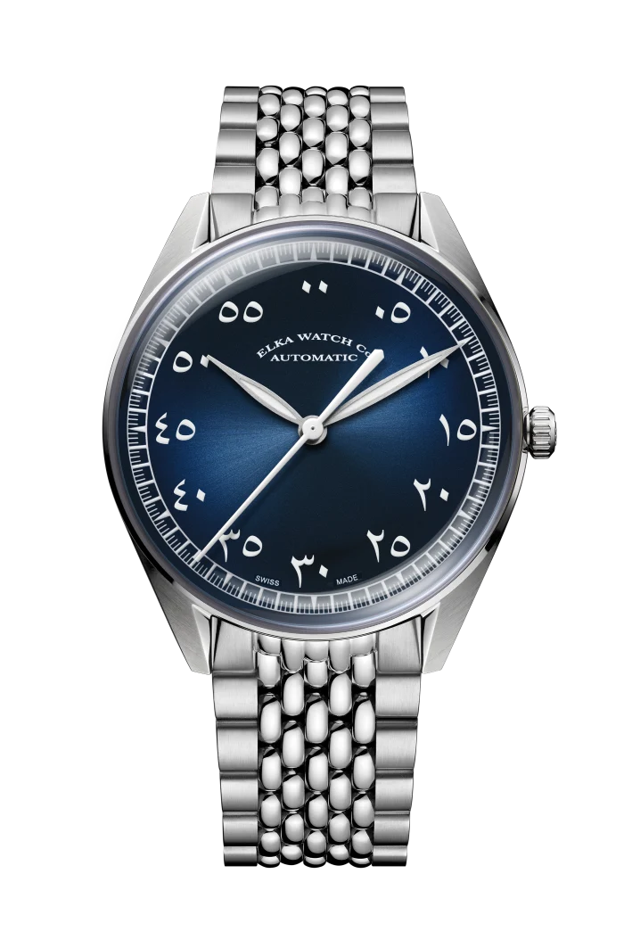 ELKA X12-1003 Automatique Cadran Bleu Dégradé et Daim Cognac