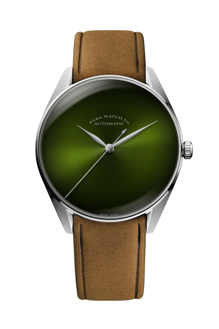 ELKA S05-0804 Automatique Cadran Vert Dégradé et Daim Cognac