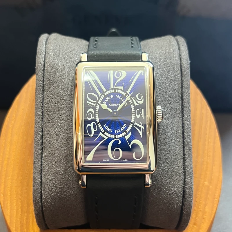 Coffret complet Franck Muller Long Island, cadran bleu, référence 952QZ