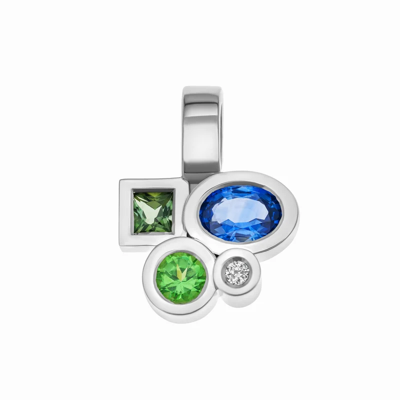 Pendentif Marélie N°1 Bleu saphirs et diamant en or