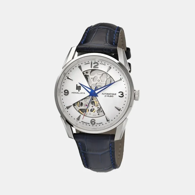 Montre LIP Homme Himalaya Sablier Automatique en Cuir Bleu 671713