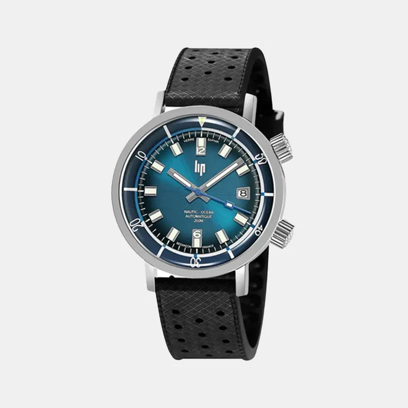 Montre LIP Homme Grande Nautic-Océan en Cuir Noir 671854