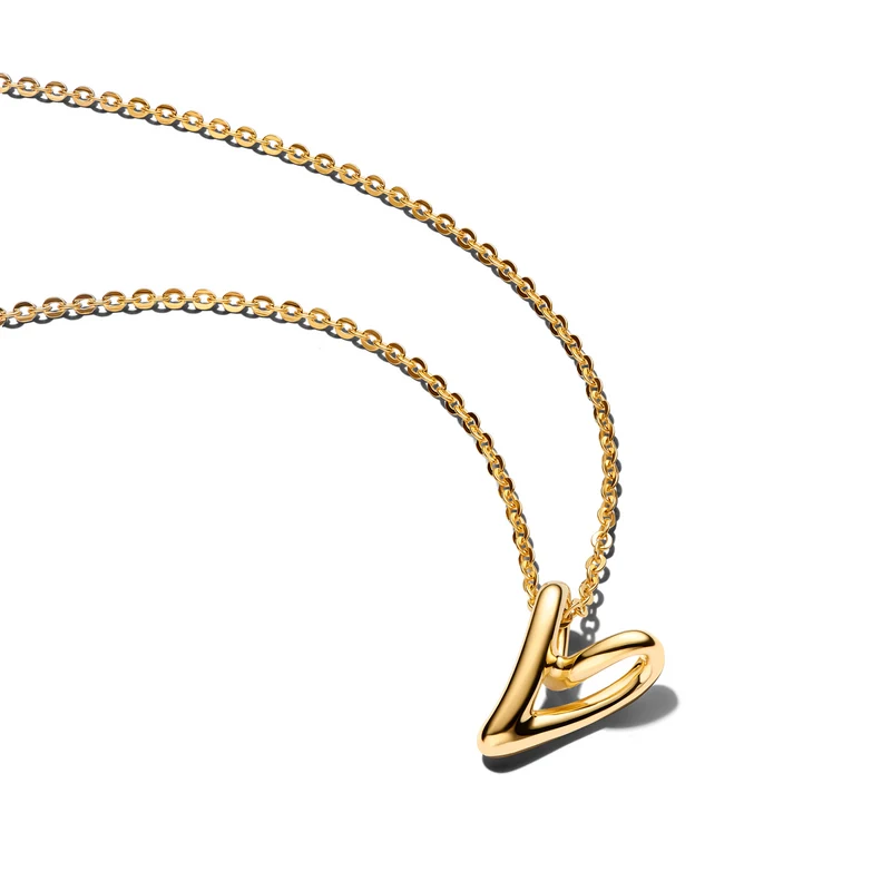 Pandora Essence Gold Plated Organic Shaped Necklace With Small Heart-Shaped Pendant 364360C00-45