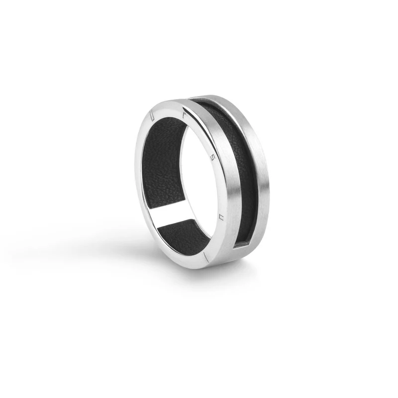 Bague homme argent cuir | YIN