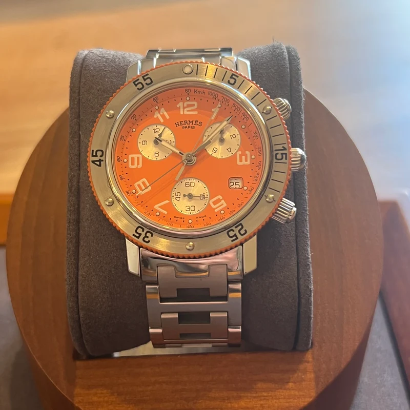 Hermès Chronographe Clipper à cadran orange CL2.916