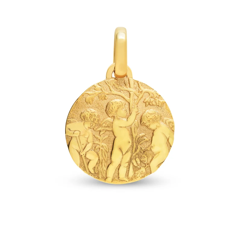 Médaille anges jardiniers large en or