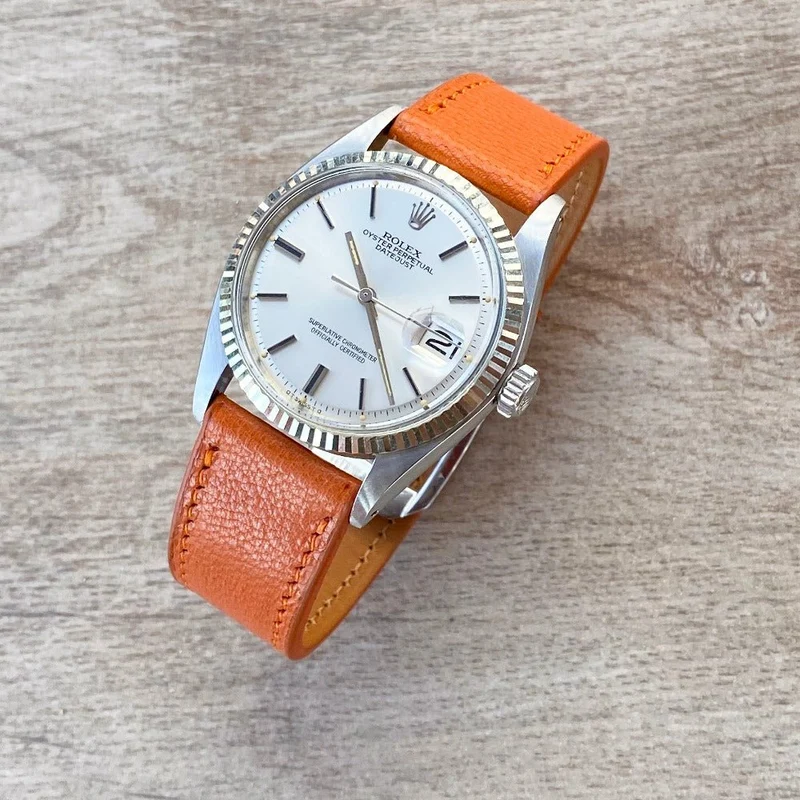 Bracelet de montre chèvre orange