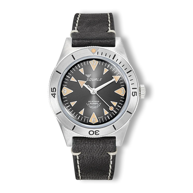 Montre automatique Squale Super Squale Big Arrows en cuir noir et acier SUPERSSABK.PN