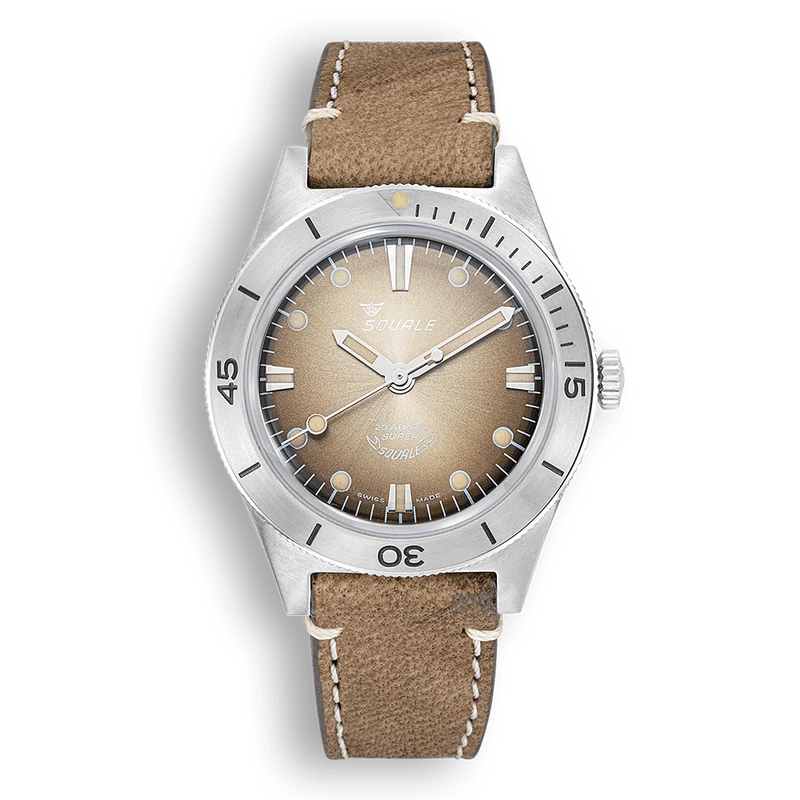Montre automatique Squale Super-Squale Sunray en cuir marron et acier SUPERSSBW.PBW